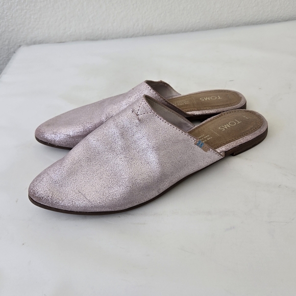 Tom’s Pink Metallic Jutti Mule Slip-on Flats Size 8 - Picture 2 of 15